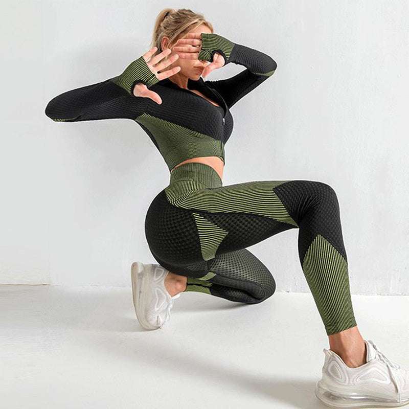 3PCS Yoga Set Seamless Sport Set Women Gym Clothing