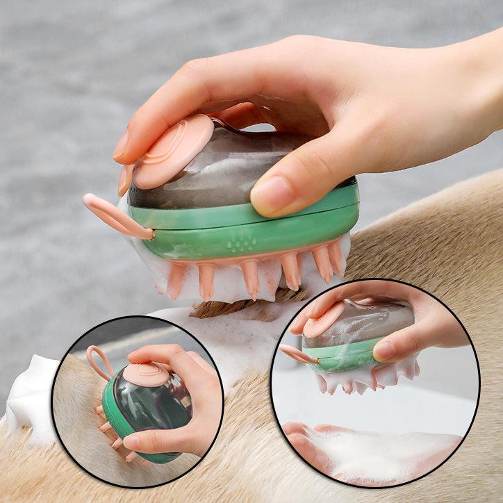 Pets Cleaning Brush 2 in 1 Cat Dog Massage and Soap Dispenser