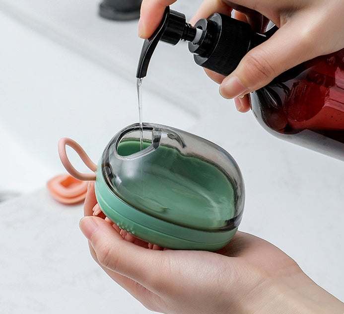 Pets Cleaning Brush 2 in 1 Cat Dog Massage and Soap Dispenser